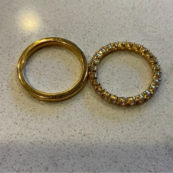 Nordstrom Set of Gold Band & Pave Rings - Picture 4 of 5